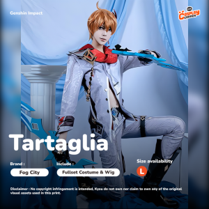 Manwu Tartaglia Cosplay Costume Set - Genshin Impact (Size L)
